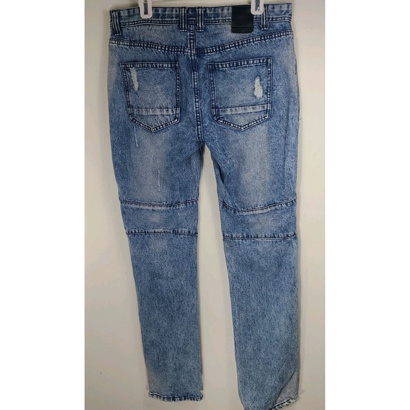 Contender Jeans Men's 34x34 Blue Distressed Embroidered Rose Patch Denim EUC - Picture 3 of 10